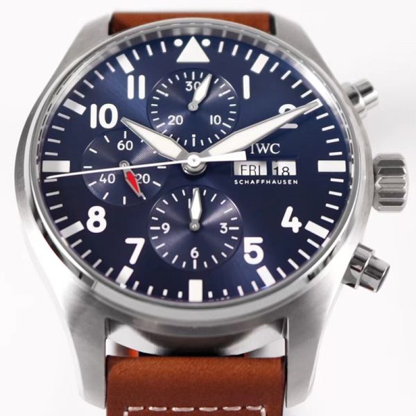 IWC 377714 PILOT TIMING Blue Face Brown Leather Strap 43MM - Image 2