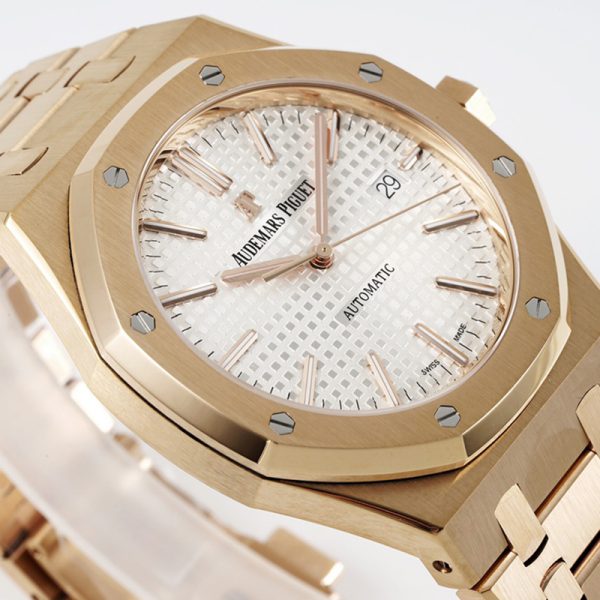 Audemars Piguet 15400 41mm Rose gold shell with white face ose gold band - Image 3