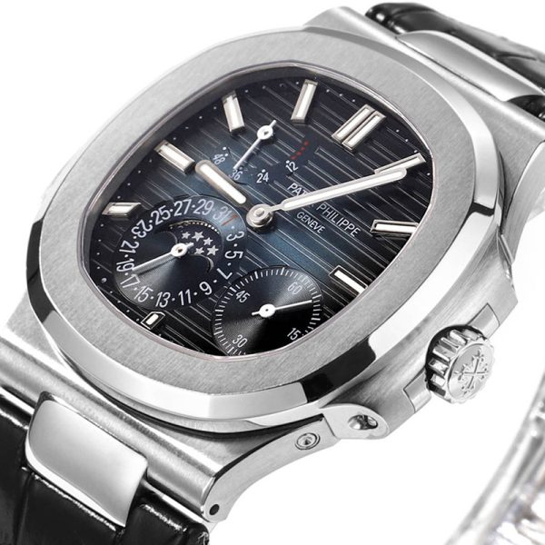 Patek Philippe 5712 Nautilus 40mm blue steel case with black strap - Image 2