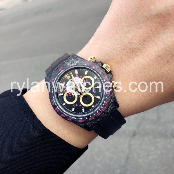 Rolex Rainbow 40MM Carbon Black DLC rubber strap - Image 5