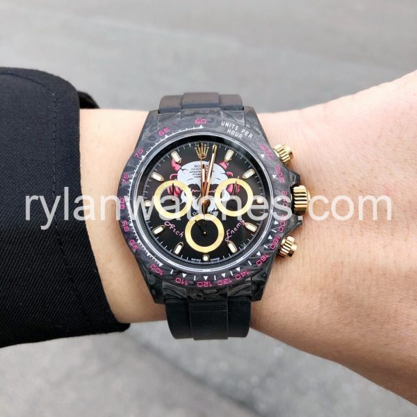 Rolex Rainbow 40MM Carbon Black DLC rubber strap - Image 4