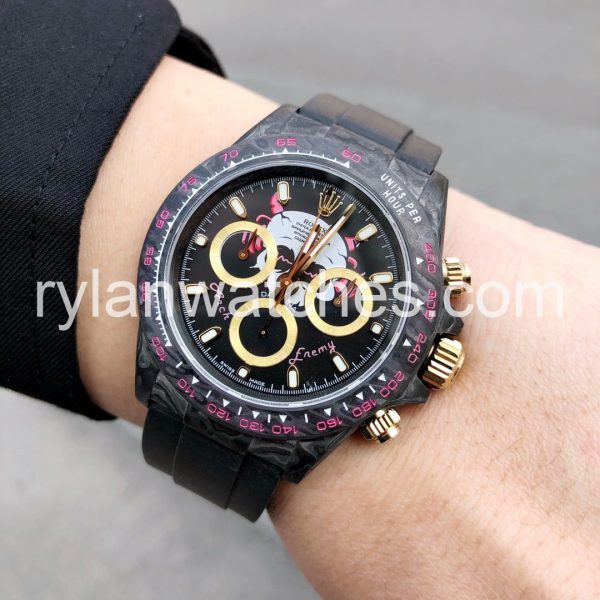 Rolex Rainbow 40MM Carbon Black DLC rubber strap - Image 3