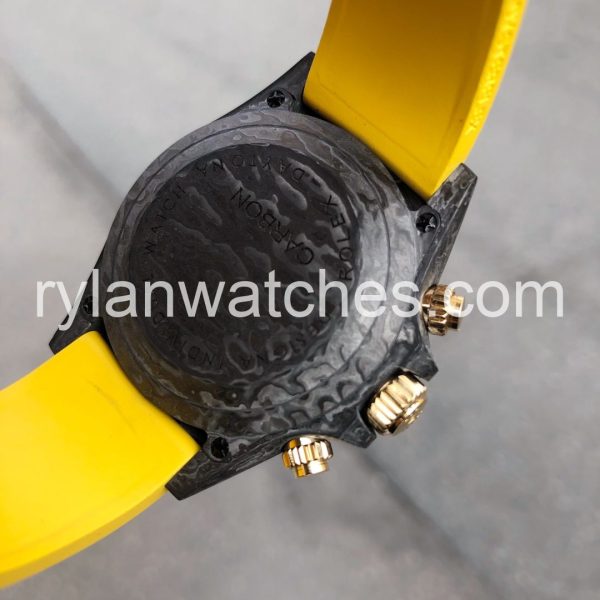 Rolex Daytona 40MM Carbon Black DLC Yellow Rubber Strap - Image 2