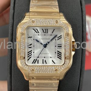 cartier santos gold diamonds