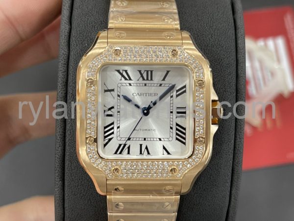 cartier santos gold diamonds