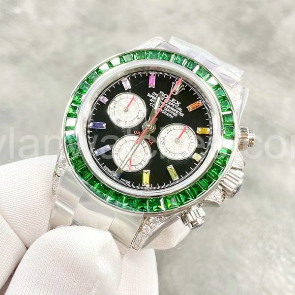 Rolex Rainbow Daytona gold 40MM black face green circle green circle - Image 2