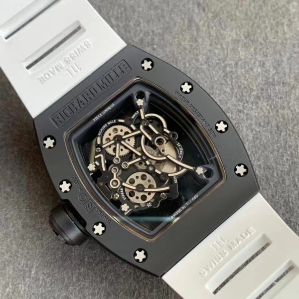 Richard Mille RM-55 Black Circle Black Ceramic Case White Tape - Image 7