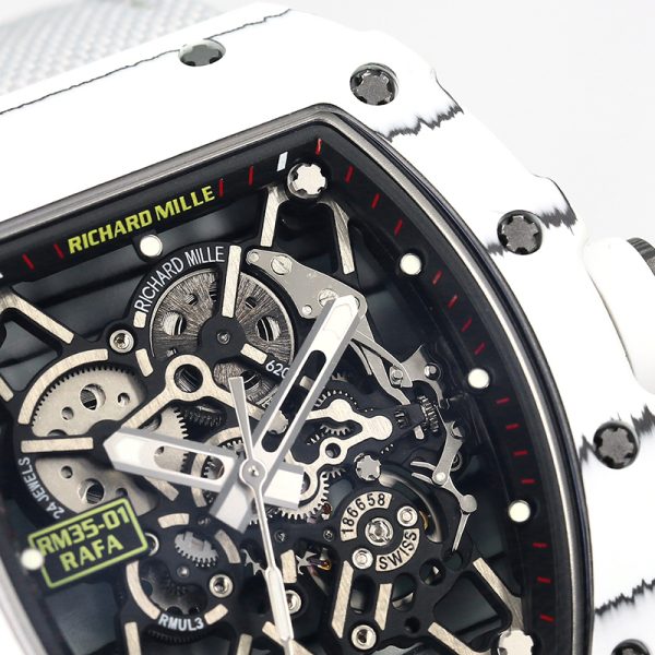 Richard Mille RM35-01 White Gem Movement Carbon Fiber White woven strap - Image 2