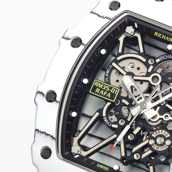 Richard Mille RM35-01 White Gem Movement Carbon Fiber White woven strap - Image 6